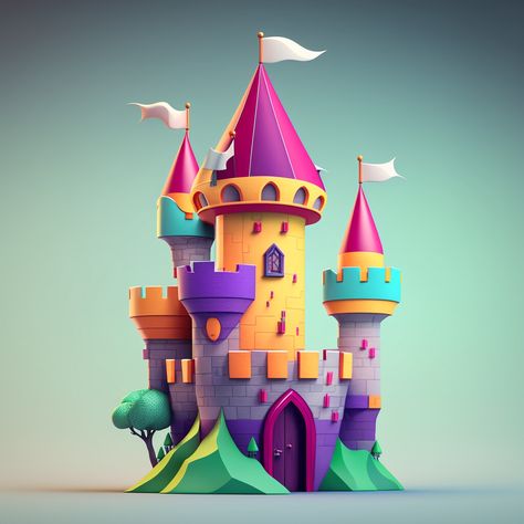 ArtStation - Castle for the good king Blender Ideas, Magic Ideas, 3d Castle, Castle Illustration, Children's Drawing, Toy Castle, Game Graphics, Castle Painting, Magic Castle