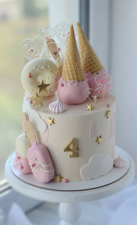 Good Birthday Cake, Latest Birthday Cake, Bolo Da Hello Kitty, Cute Birthday Cake, Rodjendanske Torte, Best Birthday Cake, Cake Designs For Kids, Ice Cream Birthday Cake, Candy Birthday Cakes