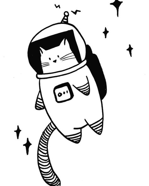 Space kitty ✨ // #doodle #doodleart #doodles #doodling #spaceillustration #instaart #drawing #draw #drawings #draws #kitten #kittens #kitty #cat #cats #catsofinstagram #illustration #illustrator #illustrations #space #creation #creative #creativity #etsy #etsyshop #dessin #copic #dibujo #art #artwork Kitty Doodle, Space Doodles, Cute Cat Tattoo, Space Animals, Space Drawings, Illustration Tattoo, Cat Doodle, Space Illustration, Kitty Drawing