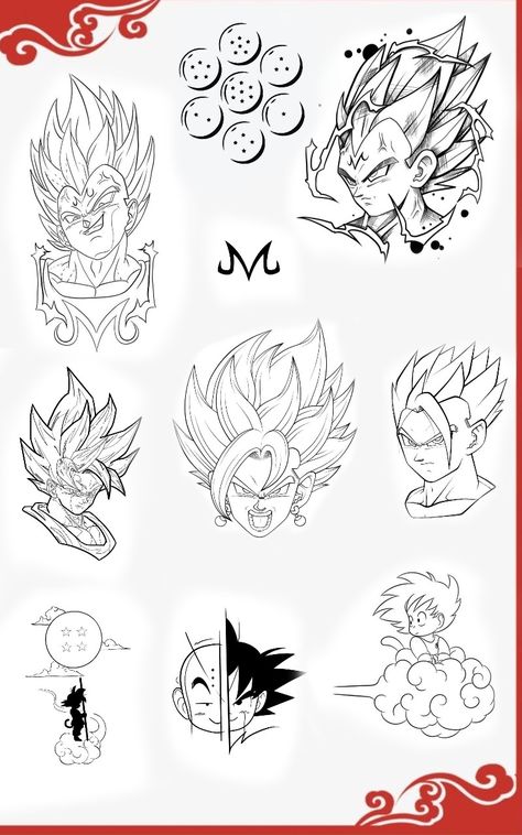 Small Dragon Ball Tattoos, Dragonball Flash Tattoo, Simple Dragon Ball Tattoo, Dragon Ball Z Stencil, Dbz Flash Tattoo, Kid Buu Tattoo, Asher Tattoo, Dragon Ball Z Tattoo Design, Dragon Ball Tattoo Design