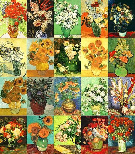 Van Gogh flower paintings Van Gogh Flowers, Flowers In Vases, Artist Van Gogh, Paintings Of Flowers, Istoria Artei, Vincent Van Gogh Paintings, Arte Van Gogh, Van Gogh Museum, Art Van