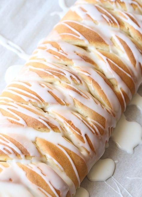 Lemon Cream Cheese Braid | Cookies and Cups Breakfast Braid Recipe, Cream Cheese Braid, Lemon Cream Cheese Filling, Bread Braid, Lemon Ideas, Saute Vegetables, Breakfast Braid, Butter Braids, Fancy Bread