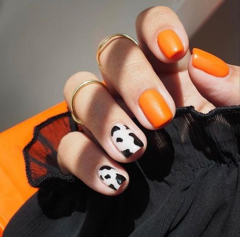 Nail Art Cow Print, Abstract Nail Designs, Cow Print Nails, Love Nail Art, Abstract Nail, Country Nails, Cow Nails, Tangerine Color, Nail It