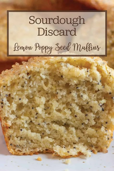 Sourdough Lemon, Sourdough Starter Discard, Sourdough Muffins, Recipe Using Sourdough Starter, Lemon Poppy Seed Muffins, Seed Muffins, Sourdough Starter Discard Recipe, Gluten Free Sourdough, Homemade Sourdough Bread