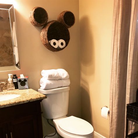 Elegant Disney Bathroom, Disney Guest Bathroom, Disney Theme Home Decor, Disney Restroom Decor Bathroom Ideas, Bathroom Disney Theme, Disney Theme Living Room, Disney Guest Room Ideas, Disney Bathroom Signs, Disney Entryway Decor