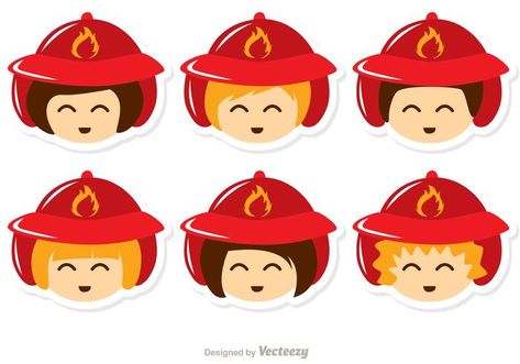 Kids Face Fireman Vector Pack Community Workers, Face Template, Superhero Kids, Kids Vector, Toddler Art, Art Images, Vector Art, Template Design, Vector Free