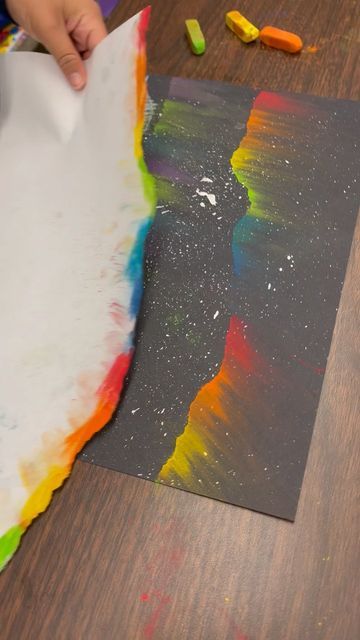 92K views · 2.4K likes | Caitlyn Thompson on Instagram: "🌈 When daylight savings ends third graders brighten up the halls with Northern Lights. 🤩 I introduce this lesson with a video all about Aurora Borealis. LOVE connecting science, nature, and art!! 🖍️ We start the project by drawing the ground and trees with oil pastels, then spattering stars using toothbrushes and tempera paint. Next we add the lights with chalk pastel! 👩🏼‍🎨 And I will get to experience my favorite sound as an art teacher—the group “woooowwws” as each student reveals their creation! 🐻‍❄️ Stay tuned for one final addition to make these compositions POP! #artteachersofinstagram #studentartwork #elementaryart" Chalk Northern Lights, Chalk Pastel Northern Lights, Aurora Borealis Craft For Kids, Aurora Borealis Oil Pastel, Northern Lights Art Project For Kids, Northern Lights Preschool Art, Northern Lights Chalk Art For Kids, Northern Lights Kids Art, Glow Day Craft