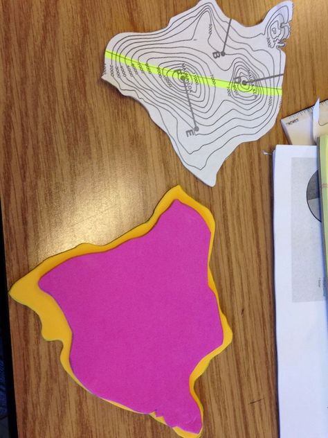 How to Make a Topographic Map Topographic Model, Map Art Projects, State Project, Topographic Map Art, Map Of Hawaii, Science Experience, Topography Map, Map Worksheets, Foam Art