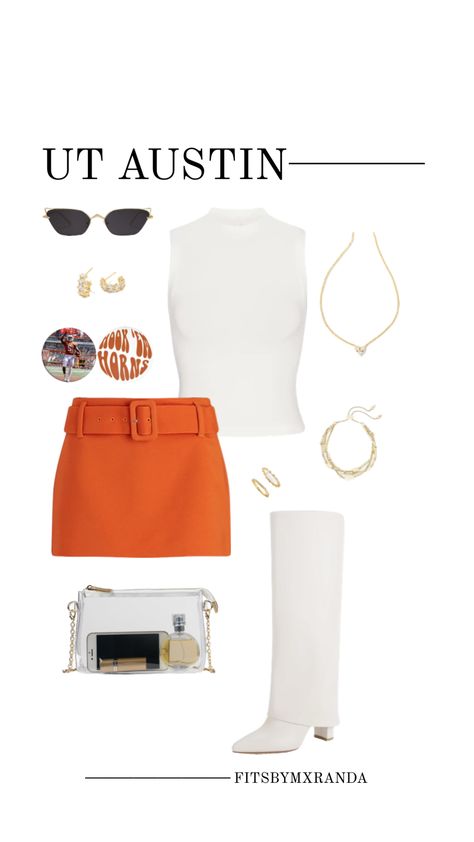 UT AUSTIN GAMEDAY OUTFIT | Shop the look #outfitinspo #gameday #gamedayfit #gamedayoutfit #outfit #texas Ut Gameday Outfit, Ut Game, Texas Longhorns Outfits, Rush Week Outfits, College Gameday Outfits, Ut Longhorns, Sorority Events, Ut Austin, Summer Fun List