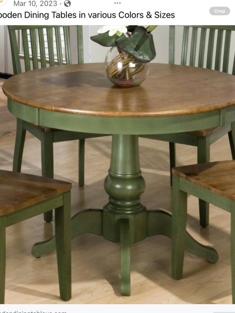 Painted Kitchen Tables, Painted Dining Table, Dining Table Makeover, Kitchen Table Makeover, Green Dining Room, Round Kitchen Table, Casa Country, Vintage Dining Table, Table Makeover