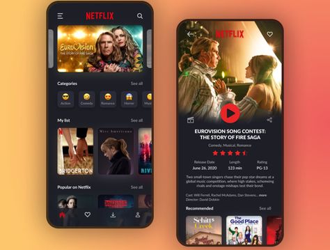 Netflix Website Design, Netflix Redesign, Streaming App Design, Movie App Ui Design, Movie App, Ux App Design, Android Design, Interactive Media, Mobile App Design Inspiration