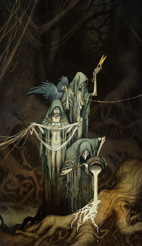 Johan Egerkrans, The Norns, Arte Viking, Baba Jaga, Norse Myth, Norse Pagan, Viking Art, Mythology Art, Arte Fantasy