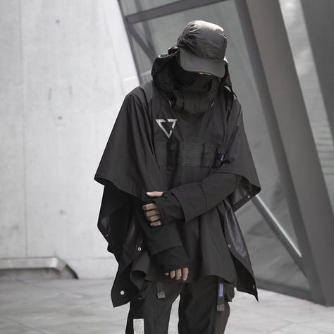 Top Sale Affordable Techwear Brands, Streetwear Fashion This Season Cyberpunk Mode, Military Poncho, Style Cyberpunk, Techwear Jacket, Techwear Streetwear, Black Cloak, Urban Apparel, Techwear Outfits, Techwear Fashion