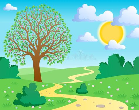 Woodland Mural, Free Printable Clip Art, Cartoon Landscape, Spring Cartoon, Spring Scene, Kids Graphics, Clip Art Library, Silhouette Clip Art, Background Clipart