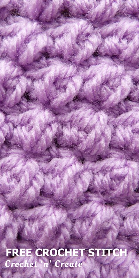 Free crochet instructions - Pebble Stitch Tutorial on crochet 'n' create. Free fast, quick-easy-beginner-friendly pattern! 'Don't forget to save' Easy Beautiful Crochet Stitches, Puffy Crochet Stitch, Puff Stitch Crochet, Stitch Shop, Stitch Tutorial, Crochet Magazine, Puff Stitch, Stitch Crochet, Crochet Stitches Tutorial