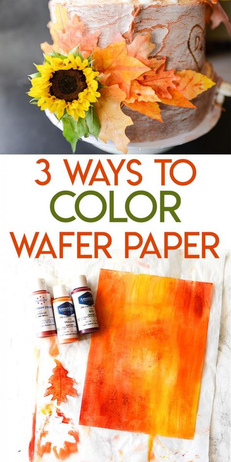 Three Techniques for Coloring Wafer Paper for Cake Decorating | Tikkido.com Cake Decorating Ideas Flowers, Cake Decorating Contest, Cakes For Friends, Thanksgiving Posts, Wafer Paper Tutorial, Sugar Sheets, Birthday Cake Decorating Ideas, Wafer Paper Flowers, Wafer Paper Cake