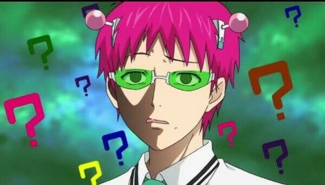 Saiki k confused face Saiki K, Anime Eyes, An Anime, Pink Hair, Anime Character, Green, Hair, Anime, Pink