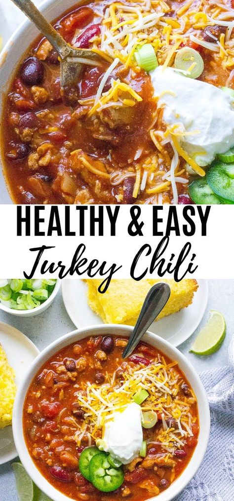 Turkey Chili Recipe Crockpot, Healthy Turkey Chili, Easy Turkey Chili, Chili Recipe Healthy, Turkey Chili Healthy, Turkey Chili Recipe, Ground Turkey Recipes Healthy, Chili Recipe Turkey, Chili Recipe Crockpot