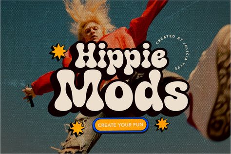 Hippie Mods - Groovy Font – Free Design Resources Groovy Color Palette, Hippie Font, Classy Fonts, Cartoon Font, Groovy Font, Nature Color Palette, Display Fonts, A Font, Font Generator