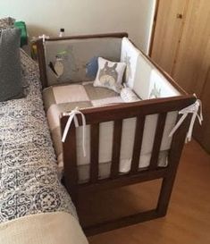 How to Build a Co-sleeper Crib | Your Projects@OBN Co Sleeper Crib, Baby Crib Diy, Baby Nursery Diy, Diy Crib, Co Sleeper, Diy Baby Furniture, Baby Cot, Baby Diy, Baby Bedroom