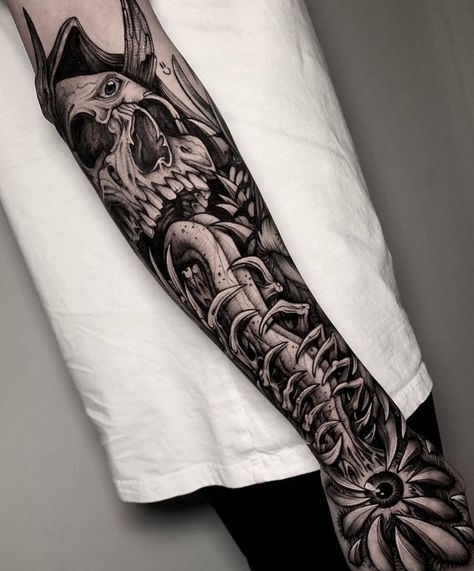 Goth Half Sleeve Tattoo, Heavy Black Work Tattoo, Dark Style Tattoo Design, Hand Forearm Tattoo, Leg Sleeve Tattoos For Guys, Graffiti Tattoo Ideas, Black Work Sleeve Tattoo, Tattoos Of Women, Tattoo Sleeves For Men