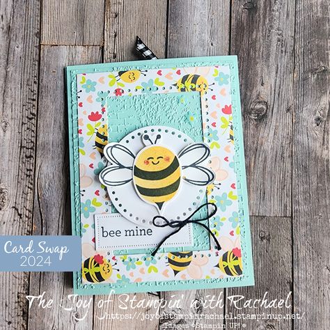 Visit my blog and watch video to learn more about this card and 10 others using Stampin' UP! products from the Spring Mini Catalog! Bee My Valentine, Bee Mine Valentine, Mother Card, Valentine Love Cards, Gift Making, Hand Crafted Cards, Bee Cards, Bee Mine, Card Making Inspiration