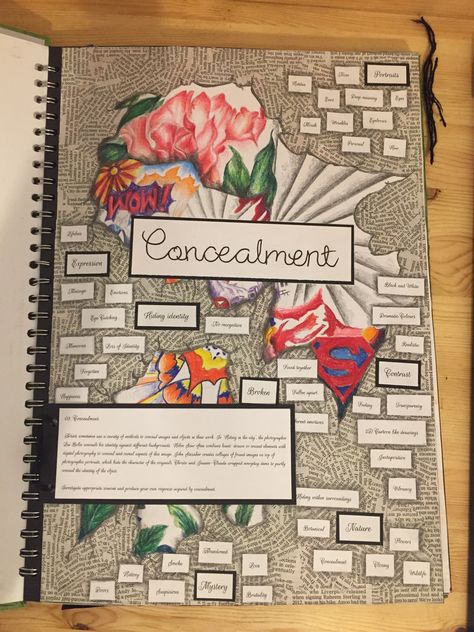 Botanical, comic, pop art, sketch book, mind map Reveal And Conceal Art Ideas, Concealment Art Gcse Sketchbook, Visual Brainstorm Art, Structure Mind Map Art, Concealment Art Gcse Title Page, Concealment Art Gcse Mind Map, Mind Map Art Igcse, Conceal And Reveal Art, Visual Mind Map Art