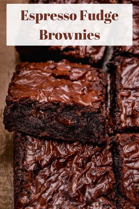 If you love espresso recipes, you have to try these thick and fudgy brownies! Everyone says they're one of the best brownies ever, and such an easy dessert recipe, too. Thick And Fudgy Brownies, High Altitude Brownies, Expresso Brownie Recipes, Brown Butter Espresso Brownies, Brownies With Espresso Powder, Amazing Brownie Recipes, Bakery Style Brownies, Espresso Brownies Recipe, Coffee Brownies Recipe