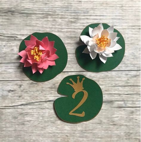 Princess and the Frog Tiana (12 pcs) - Cupcake Toppers| Party Decorations | Table Scatter | Garland Lily Decorations, Frog Party Decorations, Tiana Birthday Party, Frog Birthday Party, Paper Petals, Party Decorations Table, Frog Decor, Large Paper Flowers, Flower Nursery