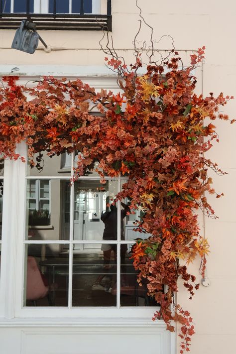 Floral decor solutions Autumn Window Display Retail, Doorway Arches, Fall Store Displays, Autumn Window Display, Thanksgiving Dinner Decor, Fall Windows, Fall Carnival, Window Display Retail, Fall Cottage