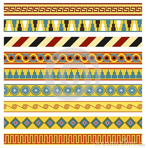 A set of ancient borders and frames / patterns. Seamless pattern (brushes included) Egyptian Design Pattern, Ancient Minoan, Egypt Design, Ancient Egyptian Architecture, Egyptian Pattern, Frames Decor, Egyptian Design, Lines Design, Graphic Design Elements