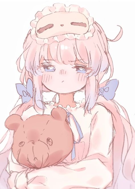 Holding Plushie, Yami Kawaii Art, Really Cool Drawings, Anime Cover Photo, Cute Doodles Drawings, Cute Kawaii Drawings, Cute Profile Pictures, Cute Art Styles, Kawaii Drawings