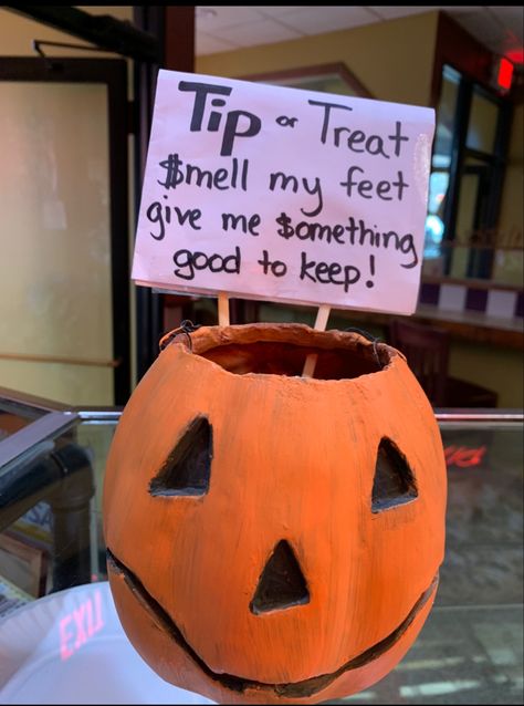 Coffee Tip Jar Ideas, Halloween Tip Jar Ideas, Fall Tip Jar Ideas, Fun Tip Jar Ideas, Funny Tip Jar Ideas, Halloween Tip Jar, Cute Tip Jar Ideas, Tip Jars Ideas, Cute Tip Jar Ideas For Work