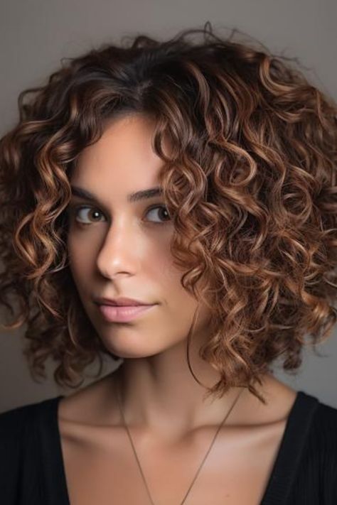 A curly lock calls for an angled cut with voluminous curls. Go for this daring model with bold angles for maximum volume of curly hair. Click here to check out more cute shoulder-length curly hairstyles to try this year. Cute Hair Colors For Short Curly Hair, Curly Hair Bobs Angled, Curly Bob 2024, Shoulder Length Curly Bob Hairstyles, Shoulder Length Curly Hair With Layers Curls Medium Hairstyles, Curly Shoulder Length Hair With Layers, Naturally Curly Shoulder Length Hair, Curly Inverted Bob Hairstyles, Short Bob Curls