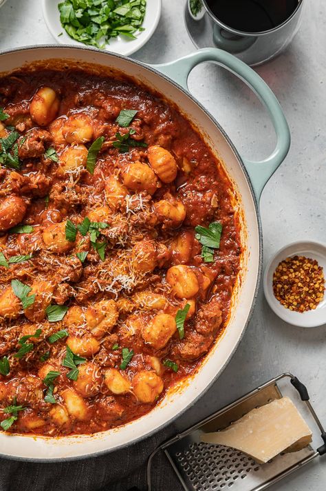 Italian Sausage Ragu Recipes, Gnocchi Recipes Spicy, Spicy Italian Sausage Gnocchi, Gnocchi Marinara Recipes, Gnocchi Italian Sausage Recipes, Gnocchi Recipes Sausage, Spicy Gnocchi Recipes, Italian Sausage And Gnocchi Recipes, Sausage Gnocchi Recipes