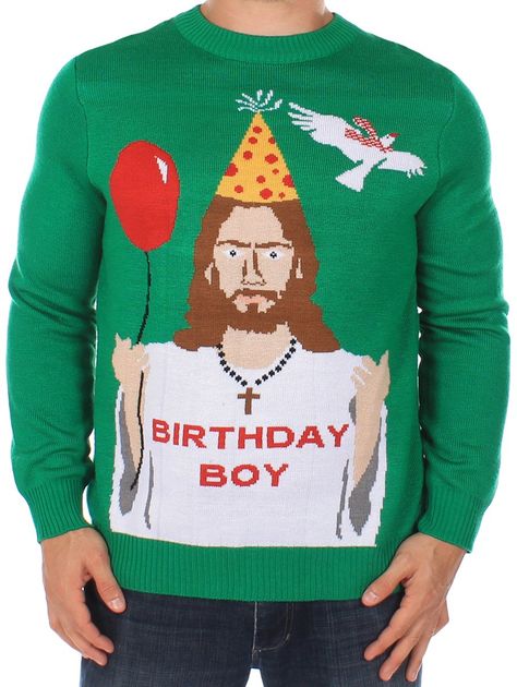 Best Christmas Sweaters, Jesus Sweater, Elf Man, Mens Ugly Christmas Sweater, Jesus Birthday, Tipsy Elves, Ugly Xmas Sweater, Christmas Sweater Party, Happy Birthday Jesus