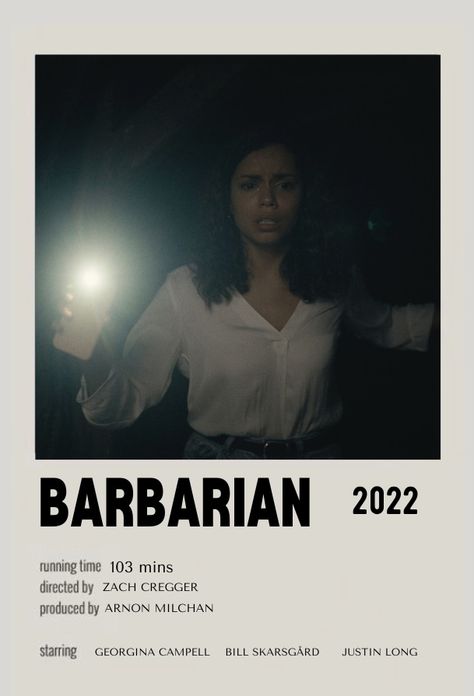 barbarian 2022 minimalist polaroid aesthetic movie poster Barbarian Poster, Barbarian 2022, Barbarian Movie, Polaroid Aesthetic, Aesthetic Movie, Justin Long, Intro Youtube, Aesthetic Movies, Series Movies