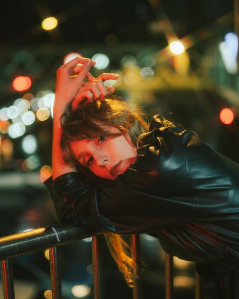 || normalize feeling lost 🗝️ (i have so many favorite shots from this shooting so please get patient because im gonna savor and post a lot of them) 📷 @staphit_1100 🏷️ night street photography, low exposure, nighttime, neon light photography, vintage photoshoot, vintage aesthetics, faux leather coat, moody, style inspiration, night street aesthetic, creative photography, feminine aesthetics, dark feminine vibes, femme fatale aesthetics, fashion photography, fashion editorial, light and col... Film Night Photography, Night Street Fashion Photography, Dark Street Photoshoot, Dark Alley Photoshoot, Nighttime Flash Photoshoot, Flash Street Photography, Street Night Photoshoot, Low Light Photography Ideas, Parking Lot Photoshoot Night