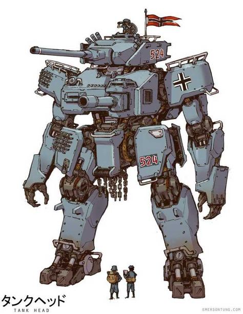 TankHead - Imgur Mecha Tanks, Cool Robots, Arte Robot, Power Armor, Mecha Anime, Super Robot, Giant Robots, Robot Design, Robots Concept