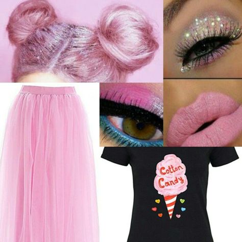 Cotton candy costume Candy Land Costumes, Cotton Candy Makeup, Cotton Candy Costume, Candy Costume, Candy Photoshoot, Glitter Makeup Tutorial, Candy Girls, Candy Costumes, Candy Makeup