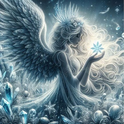 Download free HD stock image of Ai Generated Angel Angel Crystal, Snow Crystal, Angel Images, Light Magic, Crystal Magic, Free Illustrations, Image Illustration, Fantasy Character Design, Stock Images Free