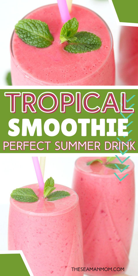 TROPICAL SMOOTHIE RECIPE WITH MIXED BERRIES Red Smoothie Recipes, Healthy Soomthies, Quick Smoothie Recipes Frozen Fruit, Smoothie Recipes Tropical, Healthy Tropical Smoothie Recipes, Tropical Smoothie Cafe Recipes Food, Diy Tropical Smoothie Cafe Recipes, Mixed Fruit Smoothie, Tropical Fruit Smoothie