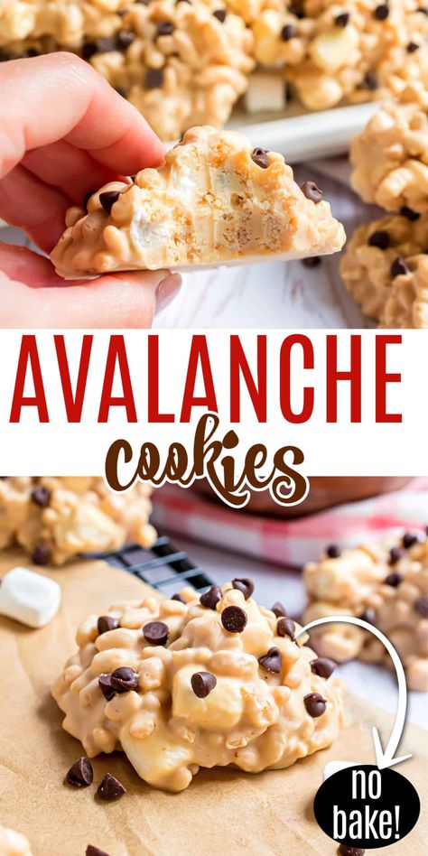 Recipe With Rice Krispies, No Bake Avalanche Cookies, Avalanche Cookies, Gooey Desserts, Recipe With Rice, Rice Krispies Cereal, Easy No Bake Cookies, Chocolate No Bake Cookies, Viral Recipes