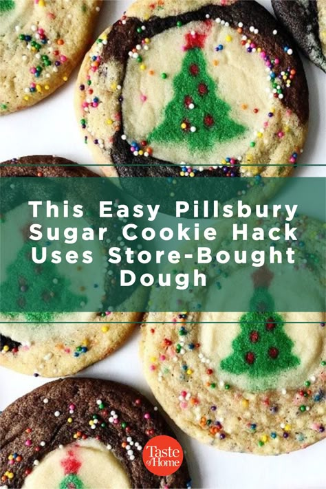 This Easy Pillsbury Sugar Cookie Hack Uses Store-Bought Dough Christmas Sugar Cookie Dough, Pillsbury Holiday Cookies, Sugar Cookie Recipie, Pillsbury Christmas Cookies, Holiday Desserts Cookies, Sugar Cookie Cutout Recipe, Dough Desserts, Pillsbury Sugar Cookie Dough, Christmas Cookie Dough