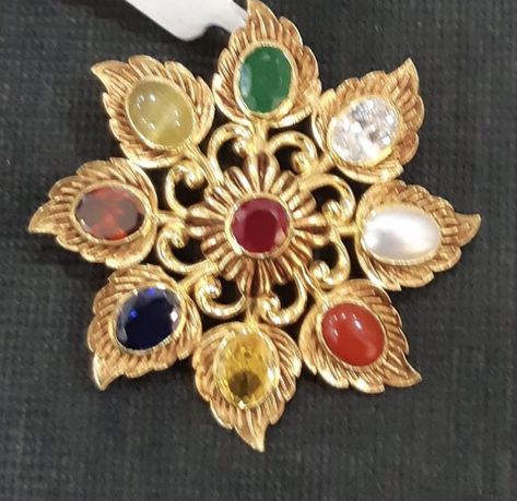 Navarathna Pendant, Navaratan Jewellery, Pendent Designs, Navaratna Jewellery, 22 Carat Gold Jewellery, Indian Jewellery Design Earrings, Jewellery Sketches, Indian Jewellery Design, Krishna Painting