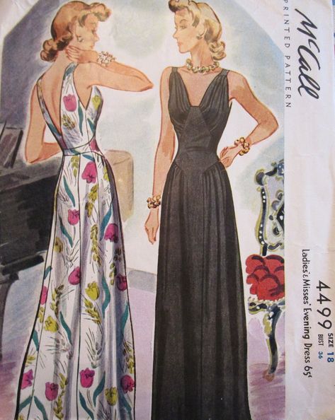 1940s Gowns Evening Dresses, 1940s Fashion Women Dress, 1940s Evening Gowns, Graduation Party Outfit, 1930s Dress Pattern, Classic Fashion Outfits, Knights Of Walpurgis, 1940s Evening Dresses, Italian Fashion Summer