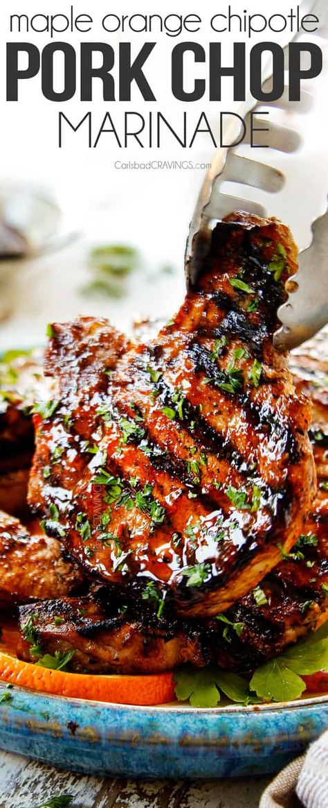 BEST Pork Chop Marinade (GRILLING and BAKING INSTRUCTIONS) Grilled Pork Chop Marinade, Best Pork Chop Marinade, Pork Chop Marinade Recipes, Chipotle Marinade, Grilled Pork Chops Marinade, Pork Chop Recipes Grilled, Pork Chop Marinade, Marinated Pork Chops, Pork Marinade