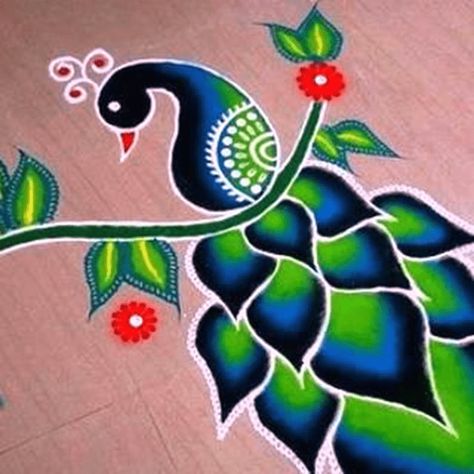 Mayur Rangoli Rangoli Design Images (Mayur Rangoli Rangoli Kolam Ideas) - 2022 Mor Rangoli, Rangoli Designs Images, Rangoli Kolam, Rangoli Design, Rangoli Designs, Living Room, Quick Saves, Design