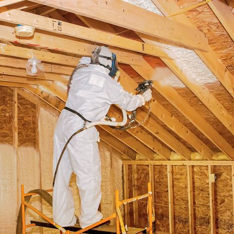 What’s the Best Insulation for a Cathedral Ceiling? Cathedral Ceiling Insulation, Sawhorse Plans, Ceiling Insulation, Sustainable Building Materials, Shop Vacuum, Spray Foam Insulation, Hidden Door, Spray Foam, Secret Rooms