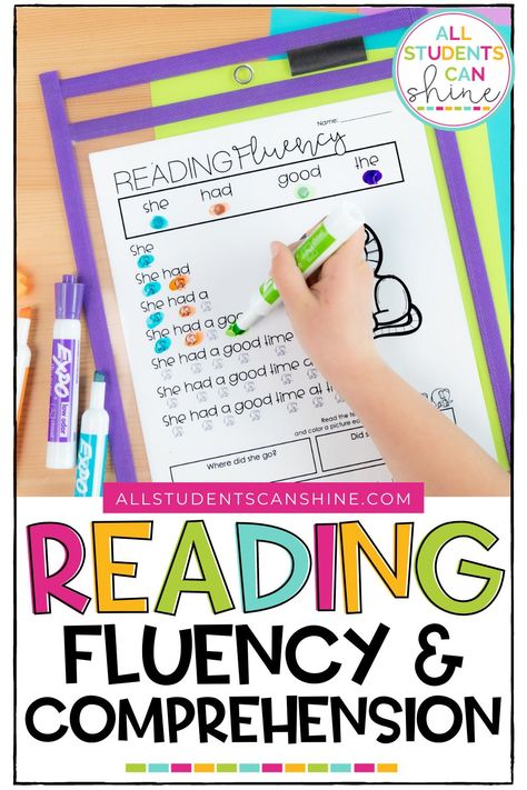 Fluency Center 1st Grade, Reading Fluency Activities 1st Grade, Kindergarten Comprehension Activities, Kindergarten Comprehension, Increase Reading Fluency, Reading Fluency Activities, Reading Interventionist, Teaching Reading Comprehension, Fluency Activities